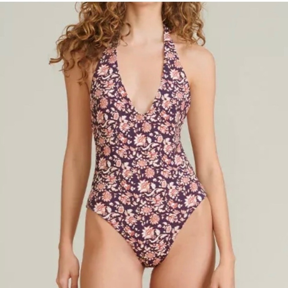 NWT VERONICA BEARD Salis Swimsuit Women's Medium Floral Halter One Piece $278